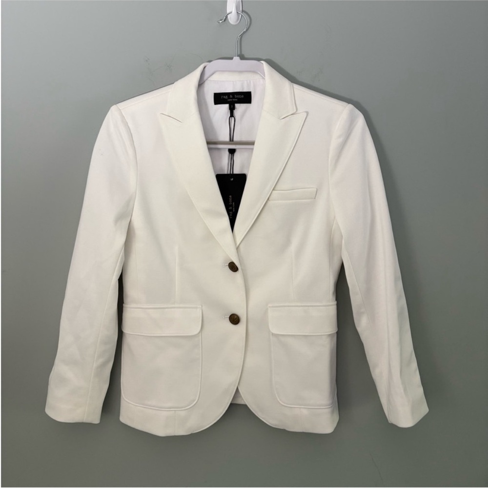 NWT Rag & Bone Nancy Knit Blazer White Size 2 Structured Stretch Jacket - Picture 2 of 12